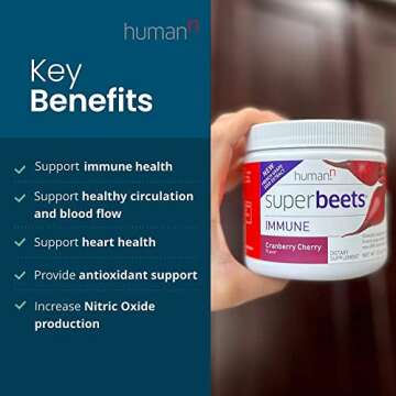 humanN SuperBeets Immune Powder - Grape Seed Extract and Wellmune® Beta Glucans - Cranberry Cherry Flavor, 5.5-Ounce