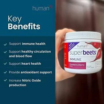 humanN SuperBeets Immune Powder - Grape Seed Extract and Wellmune® Beta Glucans - Cranberry Cherry Flavor, 5.5-Ounce