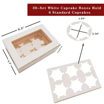MonYouGe Cupcake Boxes for 6 Cupcakes - 30 Set