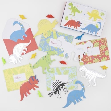 Meri Meri Dinosaur Kids Valentine Card Set (Pack of 12), Fun Design with Erasers, Colorful Envelopes...