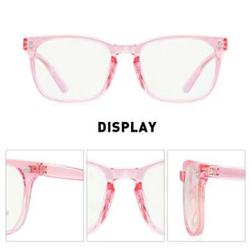 OLIEYE Blue Light Blocking Glasses - Computer Game Glasses Square Eyeglasses Frame for Women Men Anti Eye Eyestrain Reading Gaming Glasses (Tra_Pink)