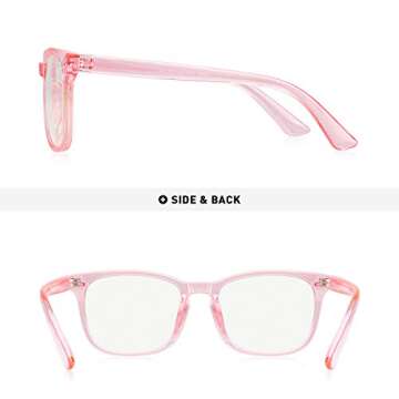 OLIEYE Blue Light Blocking Glasses - Computer Game Glasses Square Eyeglasses Frame for Women Men Anti Eye Eyestrain Reading Gaming Glasses (Tra_Pink)