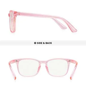 OLIEYE Blue Light Blocking Glasses - Computer Game Glasses Square Eyeglasses Frame for Women Men Anti Eye Eyestrain Reading Gaming Glasses (Tra_Pink)