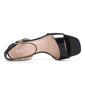 FazFex Black Heels for Women Stylish Chunky Ankle Strap Sandals