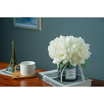 Moomass Artificial Hydrangea and Glass vase Decoration, Ins Style Artificial Flower Glass Bottle Set