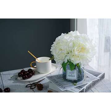 Moomass Artificial Hydrangea and Glass vase Decoration, Ins Style Artificial Flower Glass Bottle Set