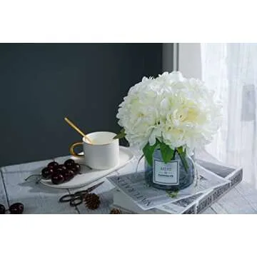 Moomass Artificial Hydrangea and Glass vase Decoration, Ins Style Artificial Flower Glass Bottle Set