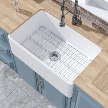HOMLYLINK 30" Farmhouse Sink - Elegant, Durable Fireclay Apron Sink