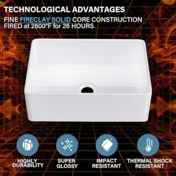 HOMLYLINK 30 Inch Fireclay Farmhouse Sink with Accessories