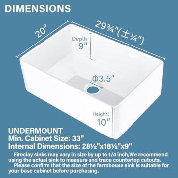 HOMLYLINK 30 Inch Fireclay Farmhouse Sink with Accessories