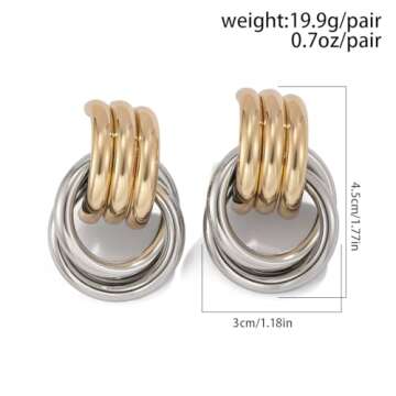 Stylish LKingel Two Tone Hoop Earrings for Women