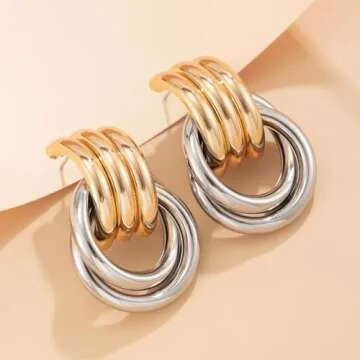 Stylish LKingel Two Tone Hoop Earrings for Women