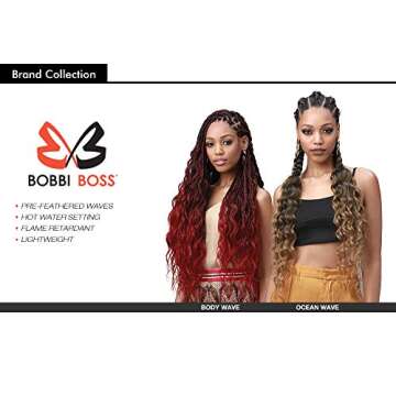 MULTI PACK DEALS! Bobbi Boss Synthetic Hair Braids Pre-Feathered 3X King Tips Ocean Wave 28" (5-PACK, 1B)