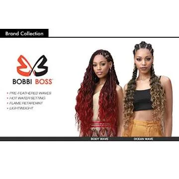 MULTI PACK DEALS! Bobbi Boss Synthetic Hair Braids Pre-Feathered 3X King Tips Ocean Wave 28" (5-PACK, 1B)