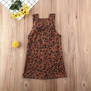 Seyurigaoka 1-6Y Toddler Kids Baby Girls Dress Leopard Sleeveless Suspender Skirt Straight Overalls Dress Summer Outfits