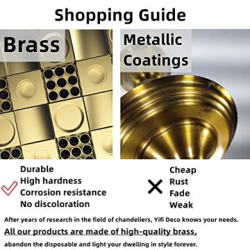 Yifi Deco 12" Vintage Brass Pendant Light Fixture