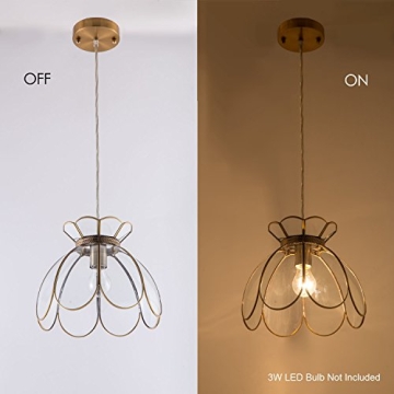 Yifi Deco 12" Vintage Brass Pendant Light Fixture