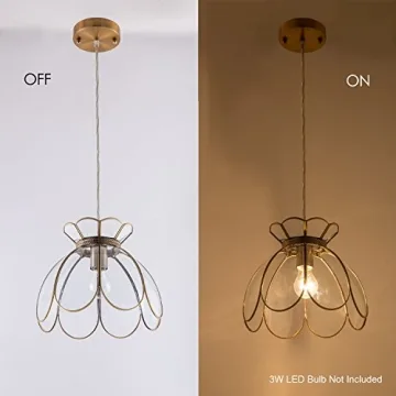 Yifi Deco 12" Vintage Brass Pendant Light Fixture