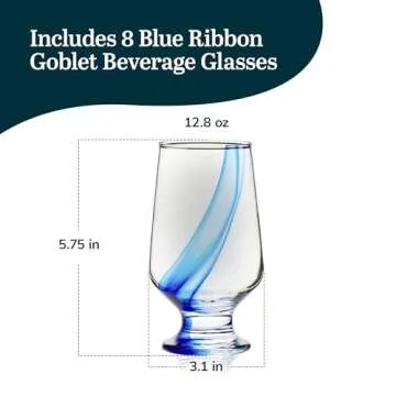 Libbey Goblet Glasses Set of 8 - Unique Blue Design