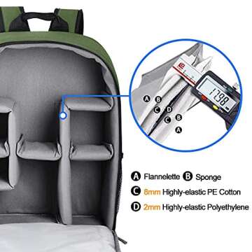 CADeN Camera Backpack Bag with Laptop Compartment 15.6" for DSLR/SLR Mirrorless Camera Waterproof, Camera Case Compatible for Sony Canon Nikon Camera and Lens Tripod Accessories Green