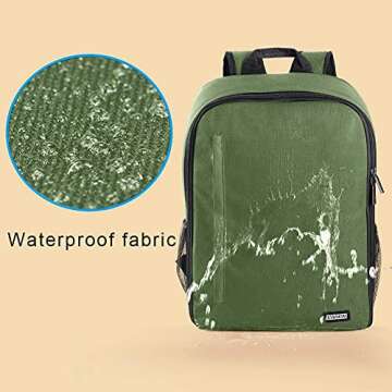 CADeN Camera Backpack Bag with Laptop Compartment 15.6" for DSLR/SLR Mirrorless Camera Waterproof, Camera Case Compatible for Sony Canon Nikon Camera and Lens Tripod Accessories Green