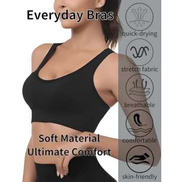Seamless Black Sports Bras for Women: Comfortable Fit