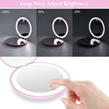 Rechargeable Compact Magnifying Travel Mirror with Light