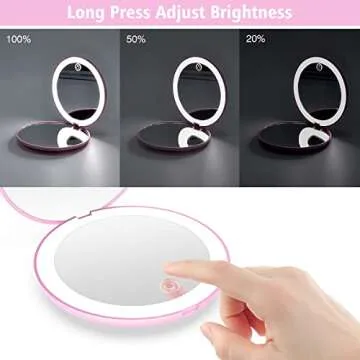 Rechargeable Compact Magnifying Travel Mirror with Light