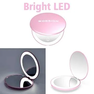 Rechargeable Compact Magnifying Travel Mirror with Light