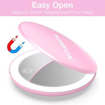 Rechargeable Compact Magnifying Travel Mirror with Light
