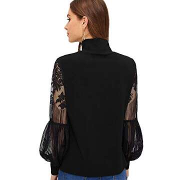 Floerns Women's Chic Lace Lantern Long Sleeve Blouse