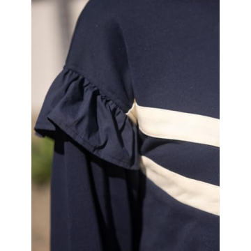 Yinawsky Womens Trendy Sweatshirt Casual Crewneck Long Sleeve Colorblock Striped Drop Shoulder Pullover(0294-NavyBlue-S)