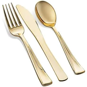 Elegant 125 Piece Gold Dinnerware Party Set for 25 Guests