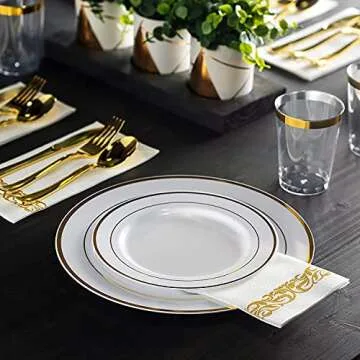 Elegant 125 Piece Gold Dinnerware Party Set for 25 Guests