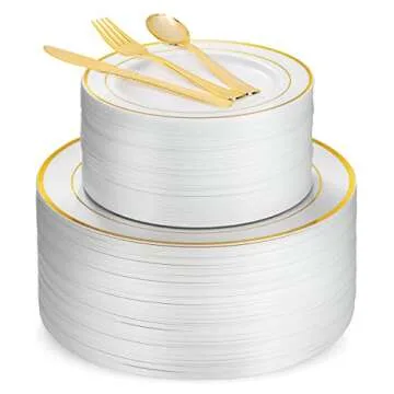 Elegant 125 Piece Gold Dinnerware Party Set for 25 Guests