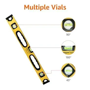 Amazon Basics 24-Inch Heavy Duty Shock Resistant Aluminum Alloy Magnetic Spirit Level, Black/Yellow
