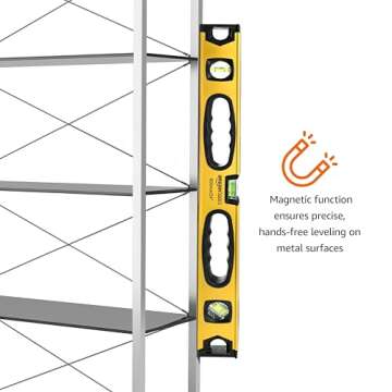 Amazon Basics 24-Inch Heavy Duty Shock Resistant Aluminum Alloy Magnetic Spirit Level, Black/Yellow