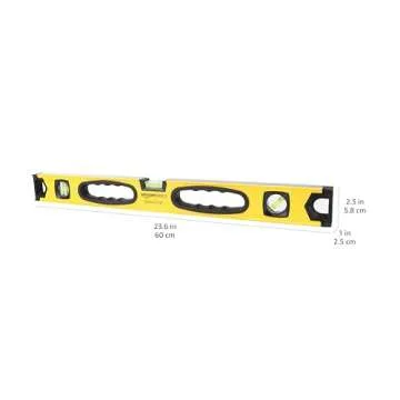 Amazon Basics 24-Inch Heavy Duty Shock Resistant Aluminum Alloy Magnetic Spirit Level, Black/Yellow