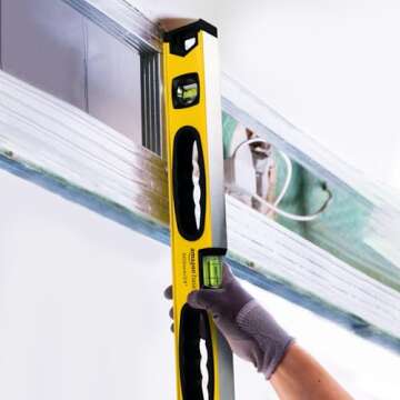 Amazon Basics 24-Inch Heavy Duty Shock Resistant Aluminum Alloy Magnetic Spirit Level, Black/Yellow