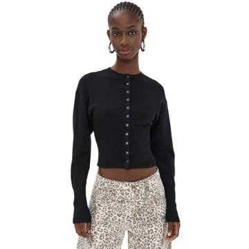 Lioness Women's Cardigan - Cozy Elegance in Onyx Black