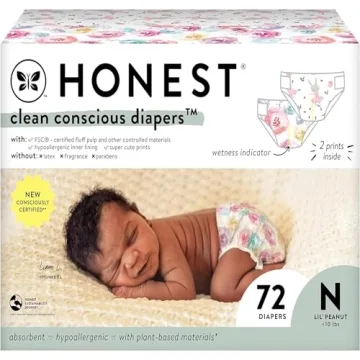 The Honest Company Clean Conscious Diapers - Plant-Based Rose Blossom & Tutu Cute - Newborn 72 Count
