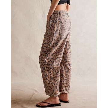 Kedera Women's Baggy Boyfriend Jeans Vintage Wide Leg Mid Rise Barrel Denim Ankle Pants