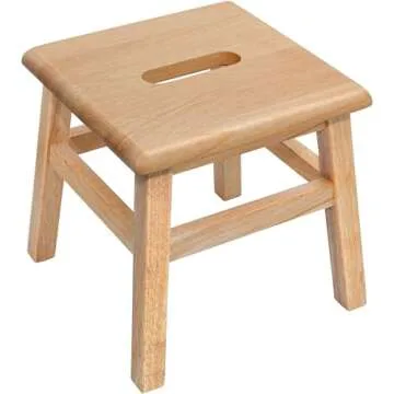 eHemco Solid Hardwood Step Stool for Adults and Kids, 12.25 Inches, Natural, Set of 2