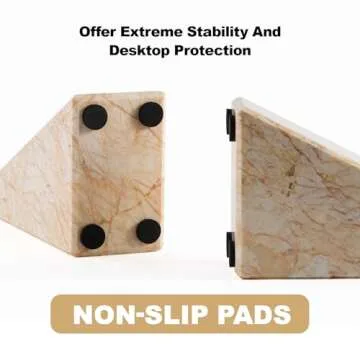 Marble Bookends，Natural Decorative Bookend for Shelves, Non-Skid Book End for Heavy Books, Idea Book Stoppers & Holder for Desk Bookshelf Decor, Modern Home Decor Cream Color Book Ends, Set of 2