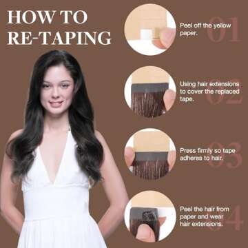 GOO GOO Tape in Hair Extensions Human Hair, 1B Natural black, 16inch 50g 20pcs, Thick Ends Straight Seamless Tape in, Invisible Tape in Hair Extensions Human Hair