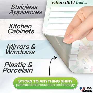 MC SQUARES Squares Reusable, Erasable Cleaning Organizer Bundle|30 Count with Checklist, Labels, Reminders and Smudge-Free Tackie Marker|Cling to Stainless Steel & Glass|USA Made