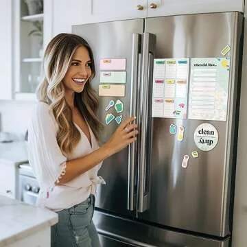 MC SQUARES Squares Reusable, Erasable Cleaning Organizer Bundle|30 Count with Checklist, Labels, Reminders and Smudge-Free Tackie Marker|Cling to Stainless Steel & Glass|USA Made