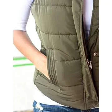 Yeokou Women's Slim Sleeveless Quilted Removable Hooded Winter Puffer Vest Coat(Army Green-M)