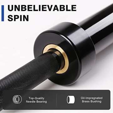 LIONSCOOL 7ft Olympic Barbell (Black E-coating, 700LBS, Center Knurl)