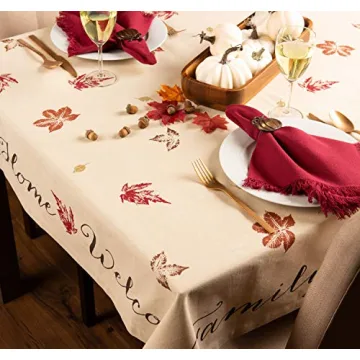 Rustic Autumn Leaves Tablecloth 60x84 for Thanksgiving